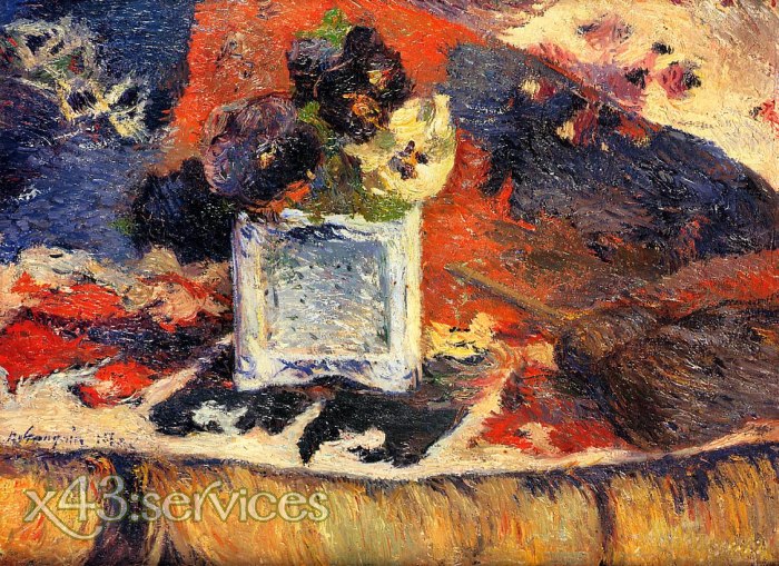 Paul Gauguin - Blumen und Teppich - Stiefmuetterchen